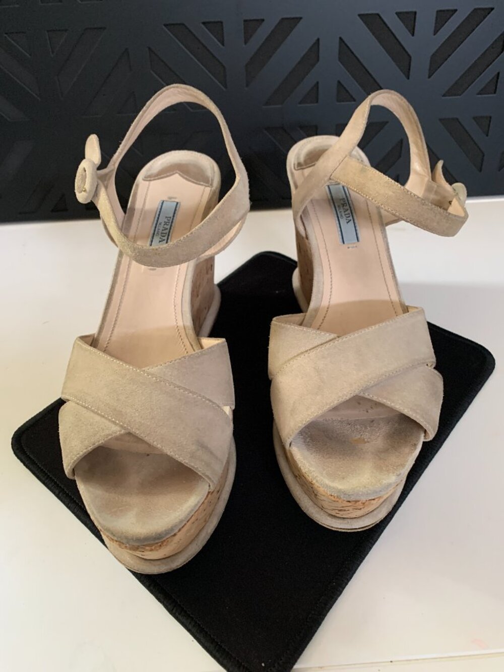 Prada Cork Wedge Sandals